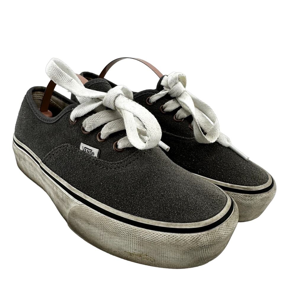 Vans Authentic Suede Platform Sneakers Lace Up Low Top Skater Gray M5 W6.5